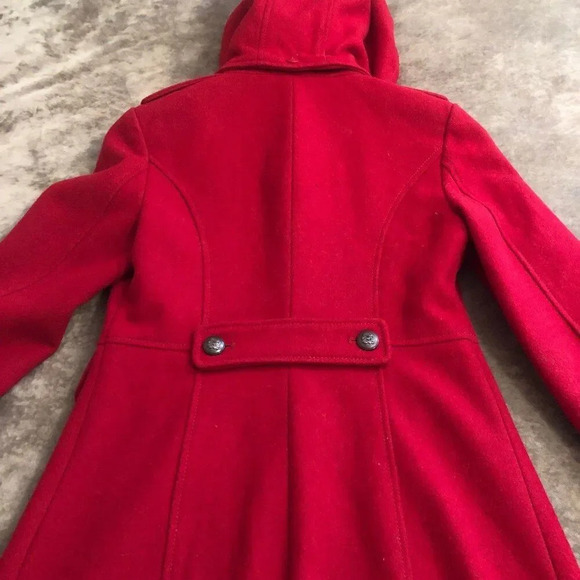 Guess XS Women's Red Wool-Blend Jacket with Hood  Vintage 80s Retro Style - Picture 2 of 12